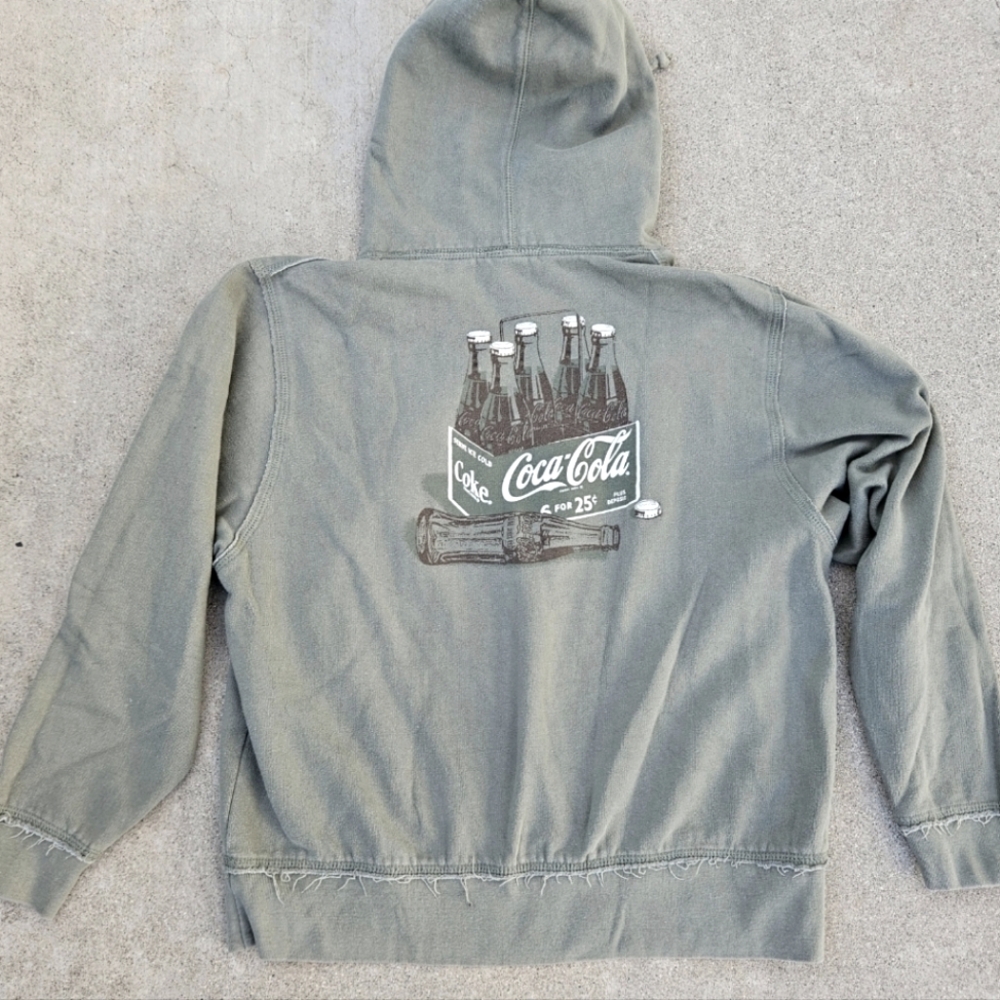 RARE Y2K VINTAGE STYLE COCA-COLA GRAPHIC HOODIE MED LIKE NEW COTTON SAGE